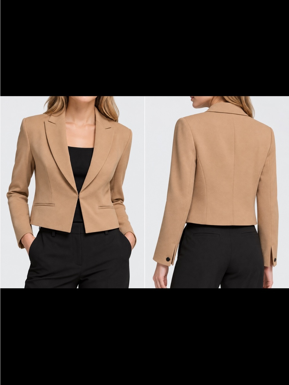 NWT Calvin Klein Open-Front Cropped Blazer Brown 14P retail $149
